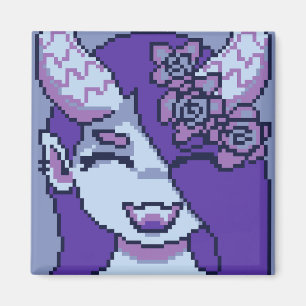 Purple girl smile pixel art, Pixel Art Magnet