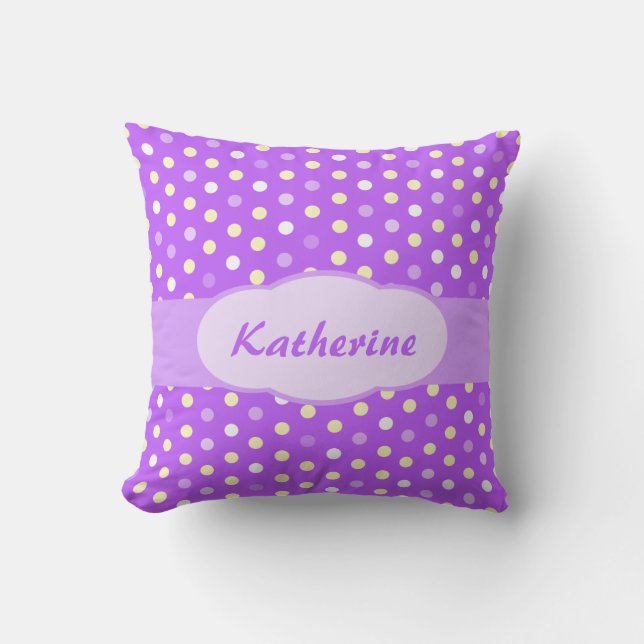 Purple girls name polka dot pillow (Front)