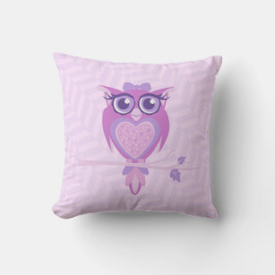 Purple girls owl chervon cushion pillow