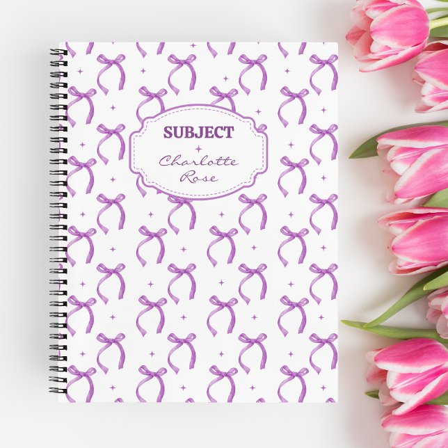 Purple Girly Coquette  Bows Spiral Notebook (Creator Uploaded)