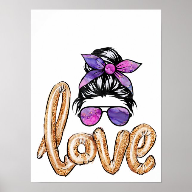 Purple Girly Girl Sunglasses Valentine's Day Love  Poster (Front)