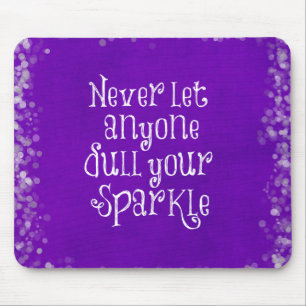 Purple Girly Inspirational Sparkle Quote Mouse Pad