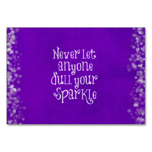 Purple Girly Inspirational Sparkle Quote Table Number