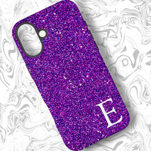 Purple Girly Printed Glitter Stylish and Cute  iPhone 16 Plus Case