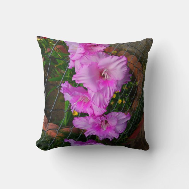 Purple Gladiola Flower Pillow (Front)