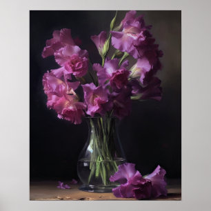 Purple Gladiolus Flowers Art Print Poster