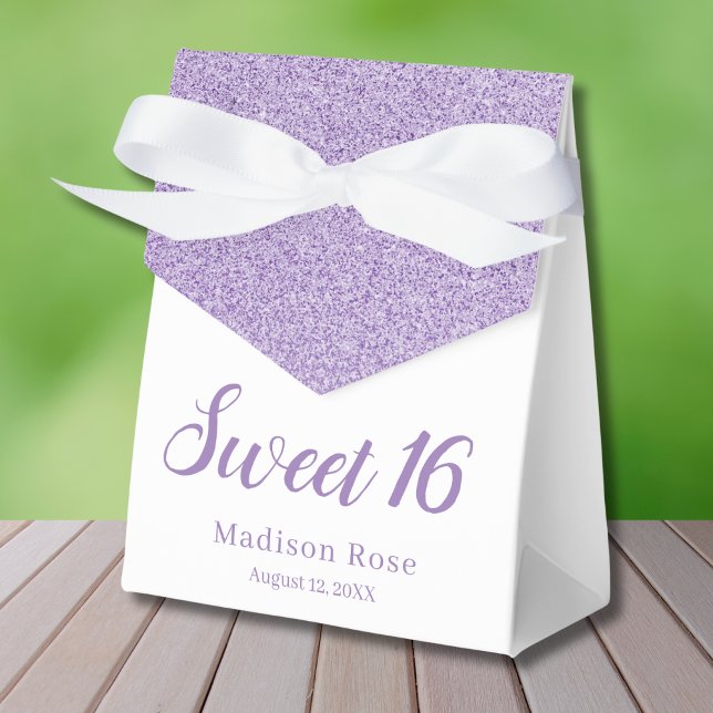 Purple Glam glitter elegant chic Sweet 16 Favour Box (Creator Uploaded)