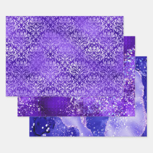Purple Glam Glitter Sparkle Patterns Wrapping Paper Sheet