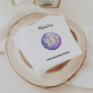 Purple Glam In My Double Digit Era 10th Birthday Napkin