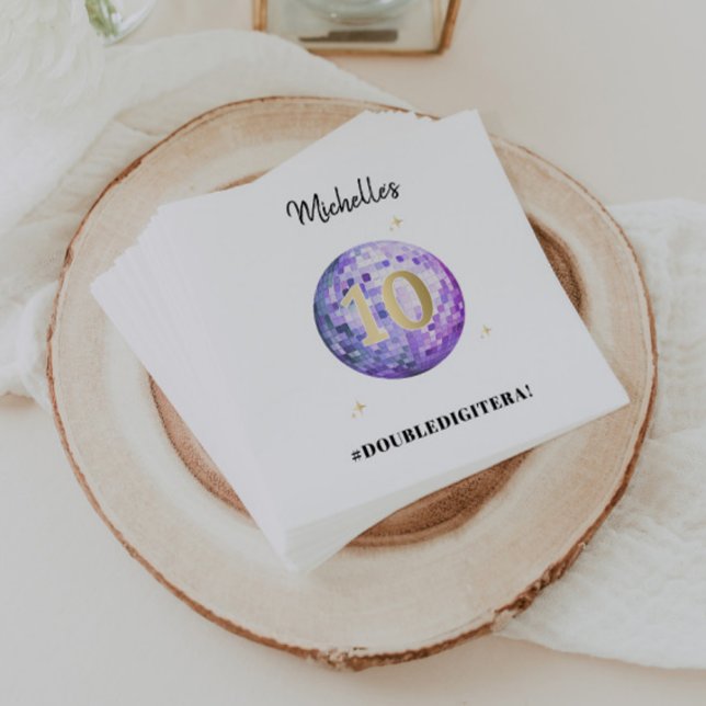 Purple Glam In My Double Digit Era 10th Birthday Napkin (Creator Uploaded)