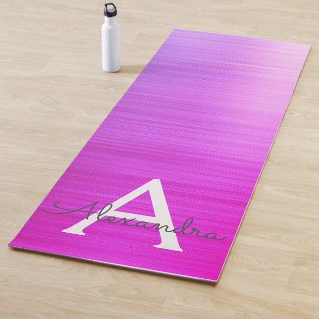 Purple Glam Metallic Monogram Fitness Yoga Mat (In Situ)