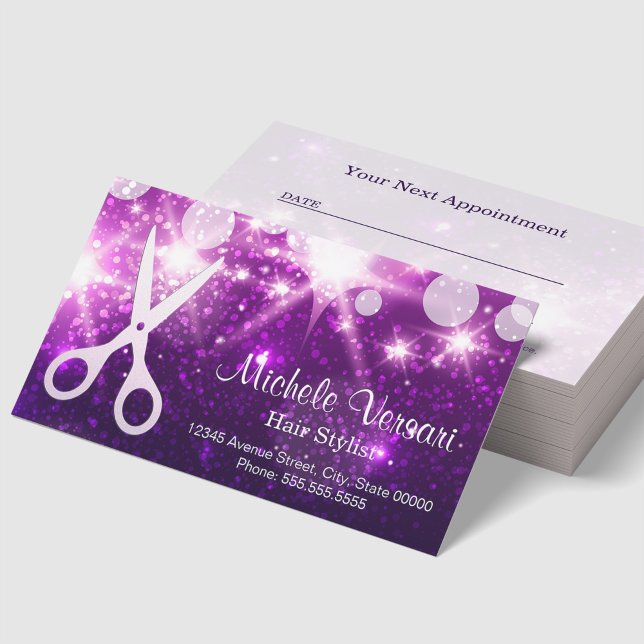 Purple Glamor Hair Stylist Appointment Card (Creator Uploaded)