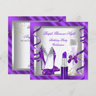 Purple Glamour Night Champagne Party 2 Invitation
