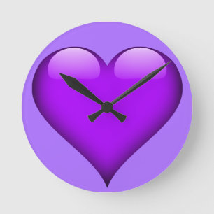 Purple Glass Heart Customisable Round Clock