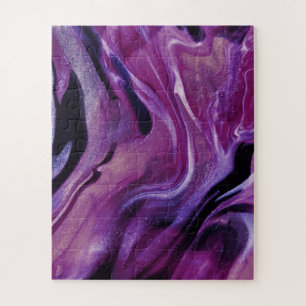 Purple Glitter Abstract Marbled Acrylic Paint Jigsaw Puzzle