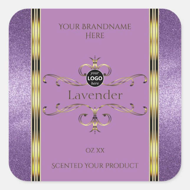 Purple Glitter and Gold Ornate Product Labels Logo (Front)