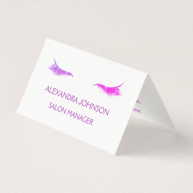 Purple Glitter and Sparkle Eyelash Extension Business Card (Front)