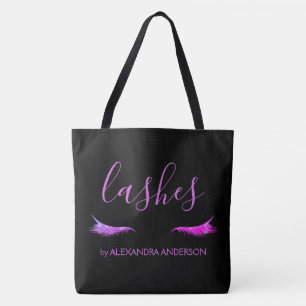 Purple Glitter and Sparkle Eyelash Extension Tote Bag