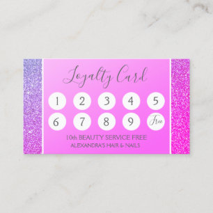 Purple Glitter and Sparkle Girly Loyalty Punch Card