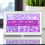 Purple Glitter and Sparkle Monogram Business Card Holder<br><div class="desc">Purple Faux Dripping Glitter and Sparkle Elegant Girly Business Card Holder. This Business Card Holder can be customised to include your first and last name.</div>