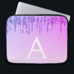 Purple Glitter and Sparkle Monogram Laptop Sleeve<br><div class="desc">Purple Faux Dripping Glitter and Sparkle Elegant Monogram Case. This case can be customised to include your initial and first name.</div>