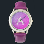 Purple Glitter and Sparkle Monogram Luxury Watch<br><div class="desc">Purple Faux Glitter and Sparkle Elegant Monogram Watch. This Watch can be customised to include your initial and first name. The Glitter Watch makes a great Bridal Shower,  Birthday Party or Bachelorette Party gift for that special person who loves pink.</div>