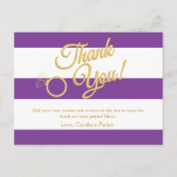 Purple, Glitter and Stripes Thank You Cards