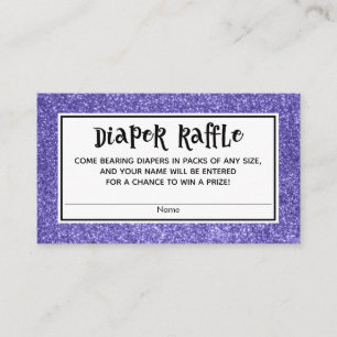 Purple Glitter Baby Shower Diaper Raffle Cards