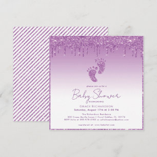 Purple Glitter Baby Shower Invitation 