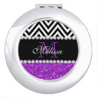 PURPLE GLITTER BLACK CHEVRON MONOGRAMMED