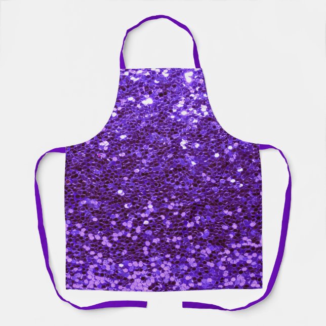 Purple Glitter Bling Sparkle Shiny Girly Chic  Apron (Front)