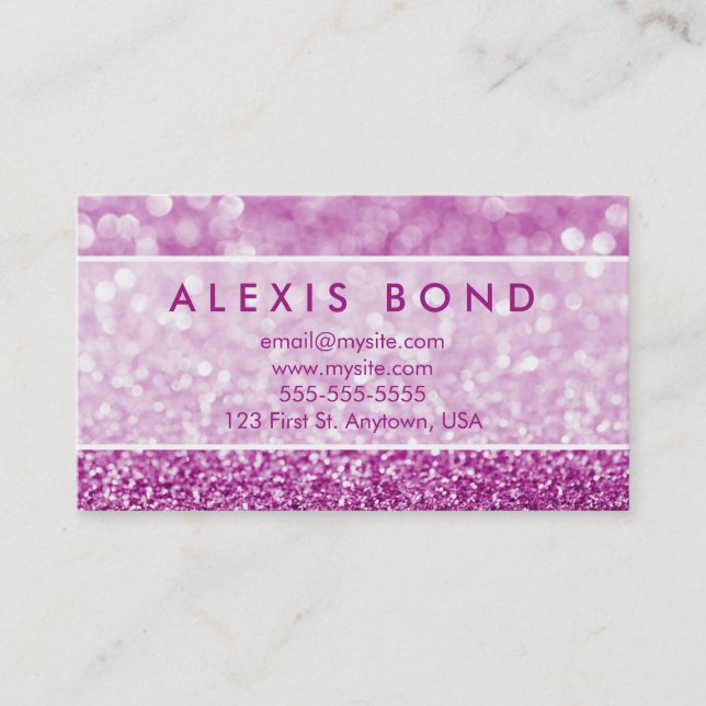 Purple Glitter Bokeh Design Business Card (Front)