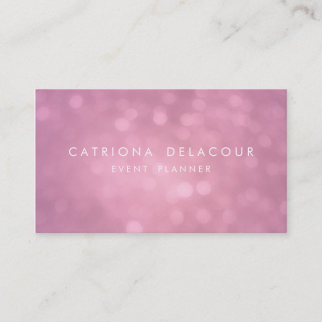 Purple Glitter Bokeh Event Planner Business Card (Front)