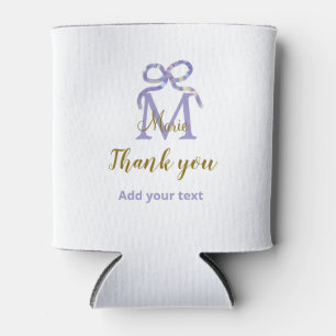 Purple glitter bow add name letter monogram thank can cooler