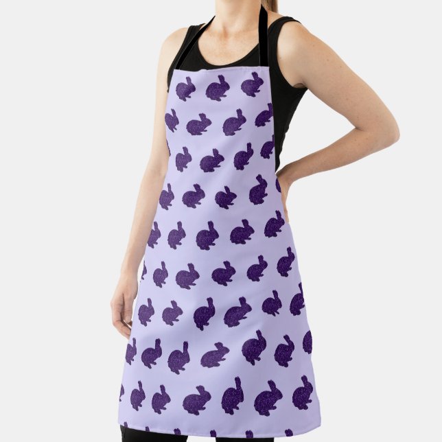Purple Glitter Bunny Rabbit Apron (Insitu)