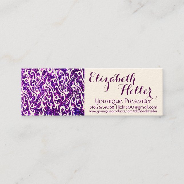 purple glitter business cards (Front)