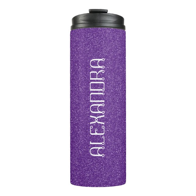 Purple Glitter Chic Pattern Mame Personalised Thermal Tumbler (Front)