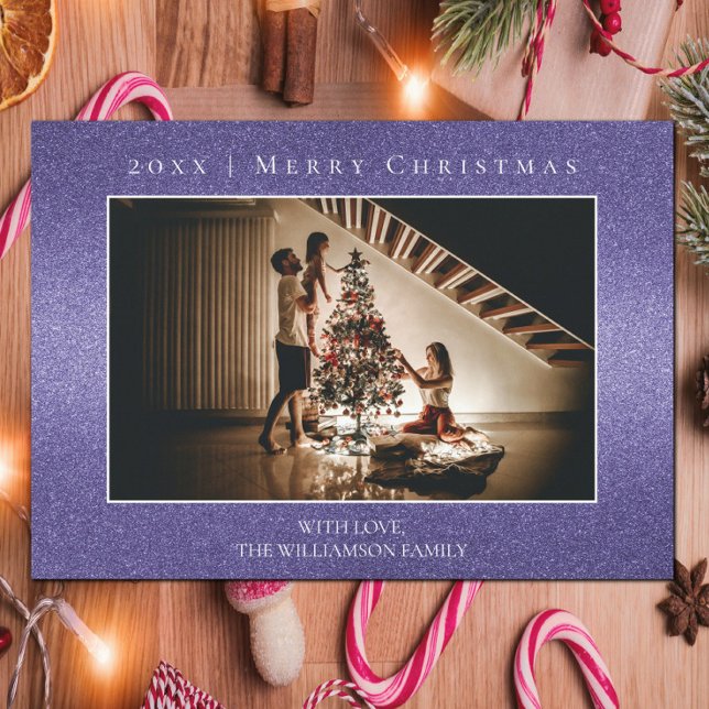 Purple Glitter Christmas Photo Card (Purple Glitter Christmas Photo Card)