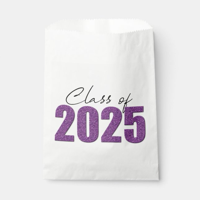 Purple Glitter Class of 2025 Favour Bag (Front)