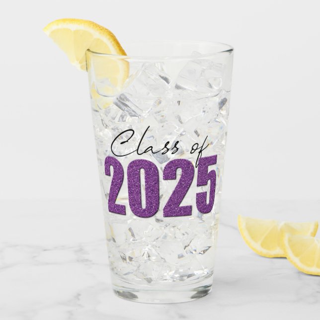 Purple Glitter Class of 2025 Glass (Front Ice)