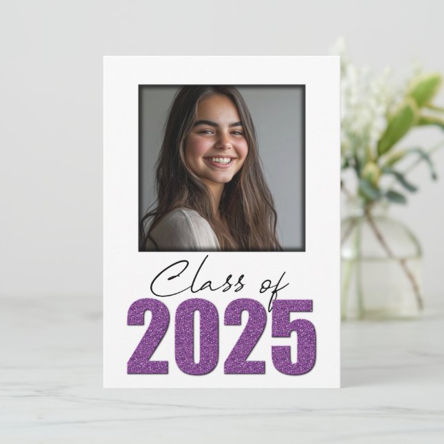 Purple Glitter Class of 2025 Photo Announcement (Standing Front)