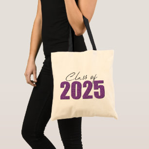 Purple Glitter Class of 2025 Tote Bag