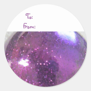 Purple Glitter Classic Round Sticker