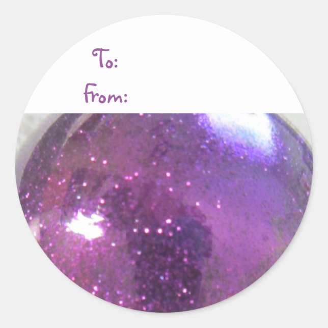 Purple Glitter Classic Round Sticker (Front)