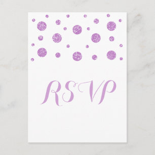 Purple Glitter Confetti Response Postcard
