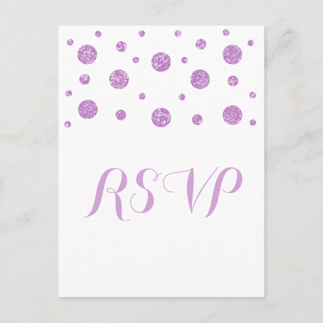Purple Glitter Confetti Response Postcard (Front)