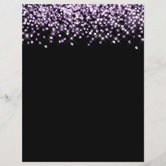 Purple Glitter Confetti Scrapbook Paper (Front)