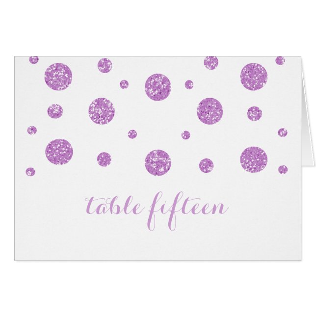 Purple Glitter Confetti Table Number Card (Front Horizontal)
