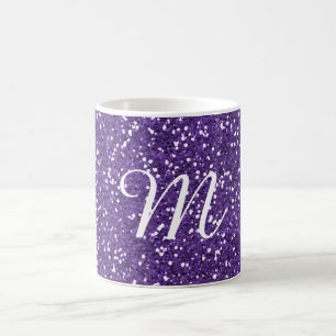 Purple Glitter Custom Monogrammed Coffee Mug