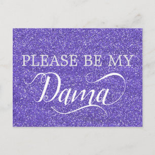 Purple Glitter Dama Quinceanera Dama Proposal Invitation Postcard